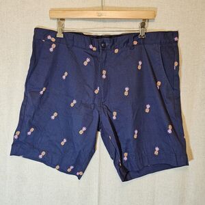 Essex Crossing Men Blue Cotton Pineapple Print Golf Novelty Chino Shorts Sz 38